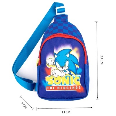 Saco de ombro azul com estampa Sonic The Hedgehog e alça ajustável