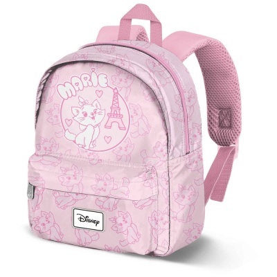 Mochila infantil rosa com estampa do gato Marie e logótipo Disney