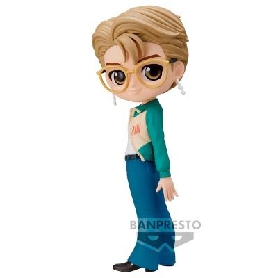 Figura colecionável de personagem com óculos amarelos e roupa azul