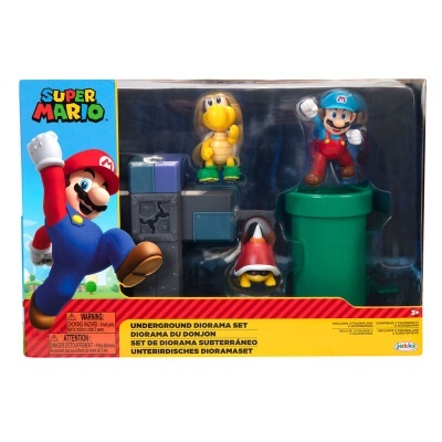 Conjunto de Diorama Subterrâneo Super Mario com figuras e acessórios em embalagem
