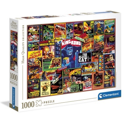 Caixa de puzzle com 1000 peças, capas de filmes clássicos
