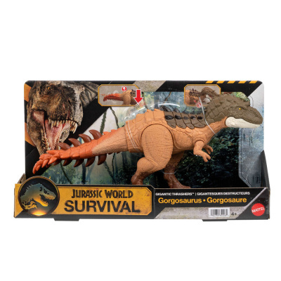 Brinquedo de dinossauro Gorgosaurus Jurassic World Survival em embalagem