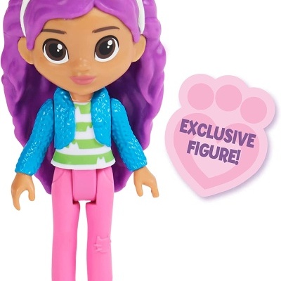 Figura de brinquedo com faixa de orelhas de gato e texto EXCLUSIVE FIGURE!