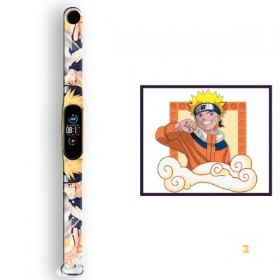 Relógio inteligente com bracelete decorada com imagens do anime Naruto