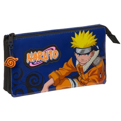 Estojo azul com imagem do Naruto e texto NARUTO