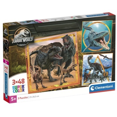 Caixa de três puzzles Jurassic World, Clementoni, 3x48 peças, 5+