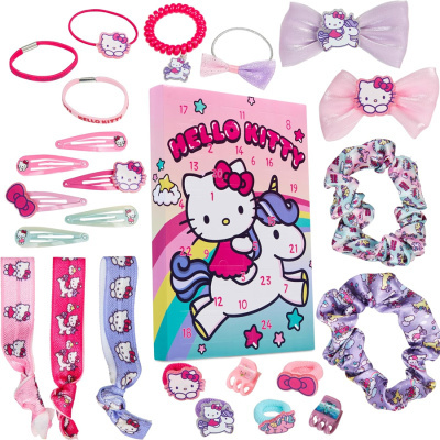 Acessórios para cabelo Hello Kitty em rosa e lilás com caixa decorativa