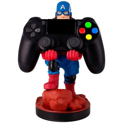 Suporte para comando de videojogo com figura Capitão América em azul e vermelho