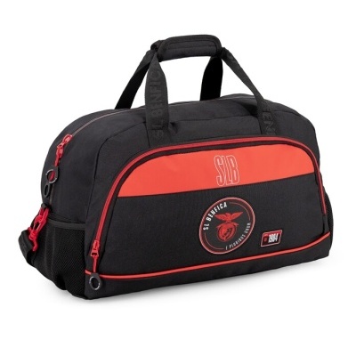 Mala de desporto preta e vermelha com logótipo do SL Benfica