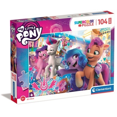 Caixa de quebra-cabeças My Little Pony com 104 peças coloridas