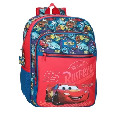 Mochila infantil Cars com estampado colorido e imagem do Lightning McQueen
