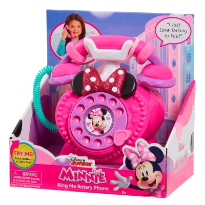 Telefone rotativo de brincar Disney Junior Minnie cor-de-rosa com imagem da Minnie Mouse