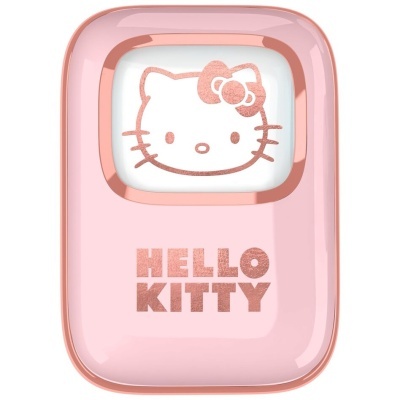 Estojo rosa com rosto Hello Kitty e texto HELLO KITTY