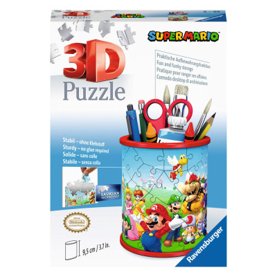 Caixa de puzzle 3D Ravensburger Super Mario com imagem cilíndrica montada