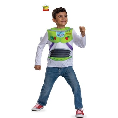 Camisola infantil estilo Buzz Lightyear Toy Story em fundo branco