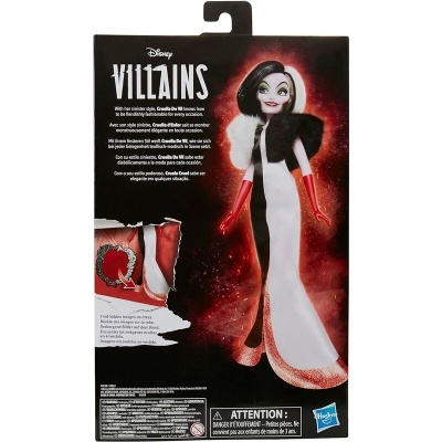 Embalagem de figura de ação Disney Villains Cruella de Vil com vestido longo