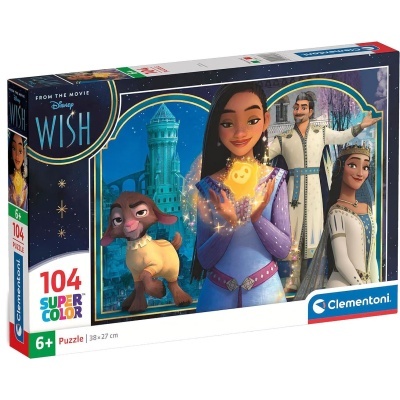 Caixa de puzzle Clementoni Disney Wish com 104 peças para crianças a partir dos 6 anos
