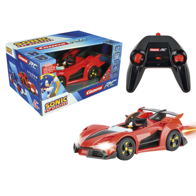 Carro de corrida vermelho Sonic The Hedgehog com controle remoto e embalagem
