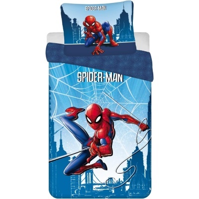 Conjunto de roupa de cama infantil com Spider-Man em pose de ação