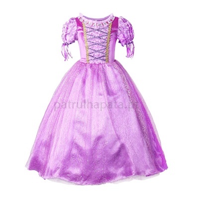 Vestido infantil rosa com mangas bufantes e saia rodada