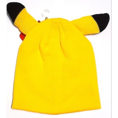 Gorro amarelo de malha com orelhas pretas e amarelas