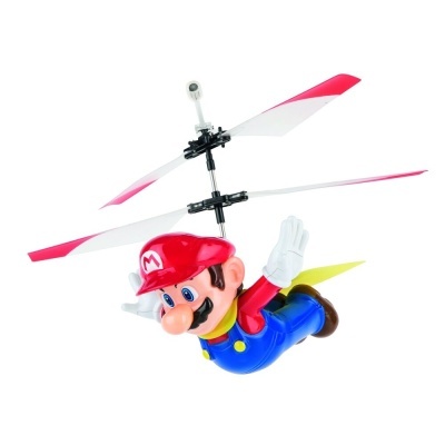 Brinquedo helicóptero do personagem Mario colorido com hélices