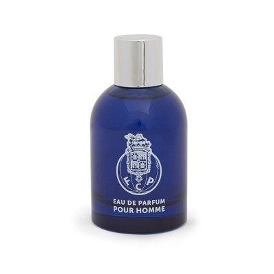 Frasco azul escuro de eau de parfum pour homme com tampa prateada