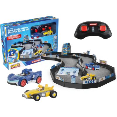 Conjunto de corrida de mesa Sonic Racing com pista e carros de brinquedo