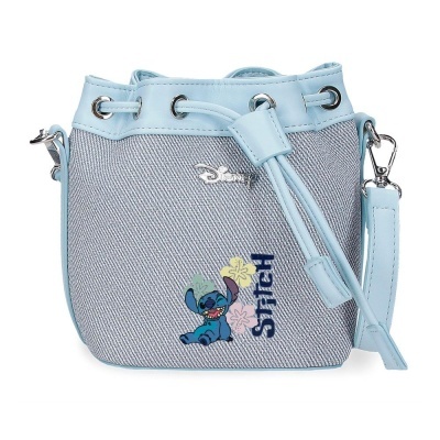 Mala sacola Disney azul claro com Stitch e flores