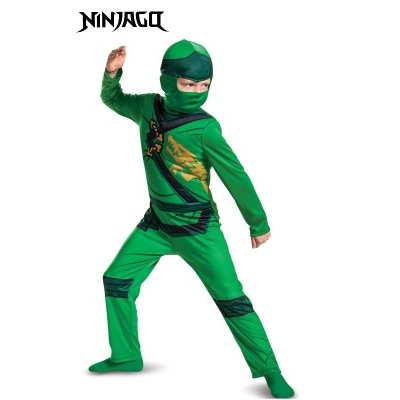 Fato de criança Ninjago verde com detalhes pretos e dourados