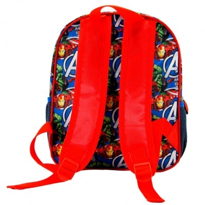 Mochila infantil dos Avengers com alças vermelhas