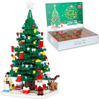 Árvore de Natal de blocos com calendário do advento