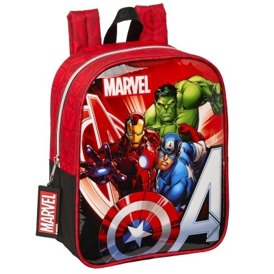 Mochila infantil vermelha Marvel com Hulk, Homem de Ferro e Capitão América