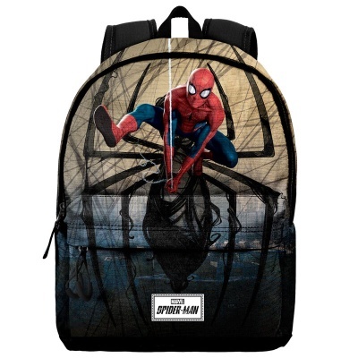 Mochila com estampa do Spider-Man em fundo com teia de aranha