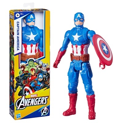 Figura de ação Captain America com escudo e embalagem dos Vingadores