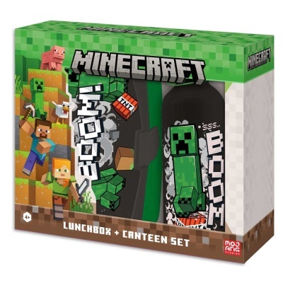 Caixa de conjunto de lancheira e cantina Minecraft com personagem Creeper.