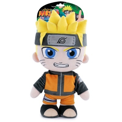 Boneco de pelúcia do personagem Naruto com roupa laranja e preta