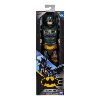 Figura de ação do Batman em embalagem com cores preto e amarelo