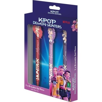 Pack de 3 canetas de gel apagáveis KPOP Demon Hunters Netflix com personagens animadas