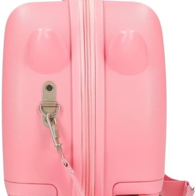 Mala de viagem infantil rosa com rodas e alça