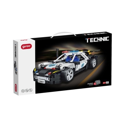 Conjunto de construção TECHNIC da Giroo com modelo de carro polícia de blocos de plástico
