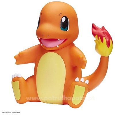 Boneco de plástico Charmander Pokémon laranja amarelo com chama na cauda