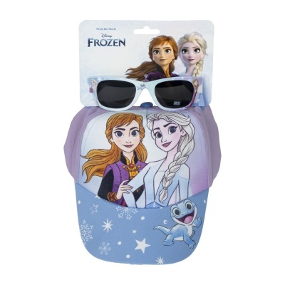 Boné infantil com personagens Frozen e óculos de sol incluídos