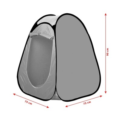 Tenda pop-up cinzenta com entrada frontal oval aberta