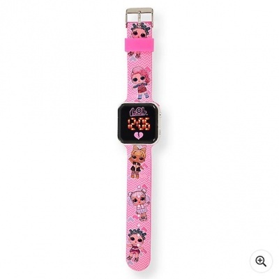 Relógio digital infantil rosa com bonecas L.O.L. Surprise! e mostrador digital