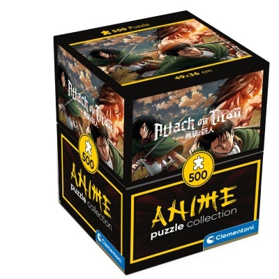 Caixa de puzzle 500 peças Attack on Titan da coleção Anime da Clementoni
