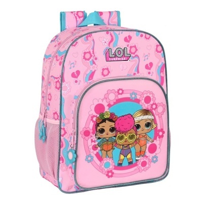 Mochila infantil LOL Surprise rosa com bonecas e flores