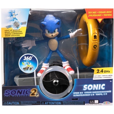 Figura Sonic com base e controlador em embalagem