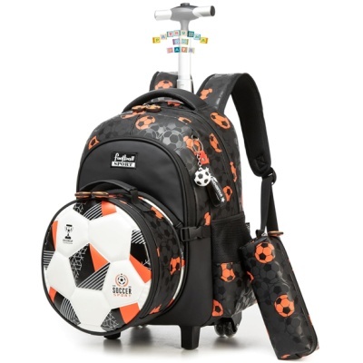 Mochila de carrinho com design futebol e estojo correspondente