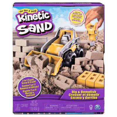 Caixa do brinquedo Kinetic Sand com trator e areia moldável